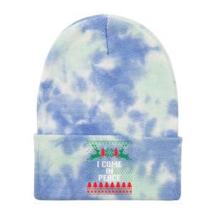 I Come In Peace IM Peace Reindeer Couples Ugly Christmas Gift Tie Dye 12in Knit Beanie