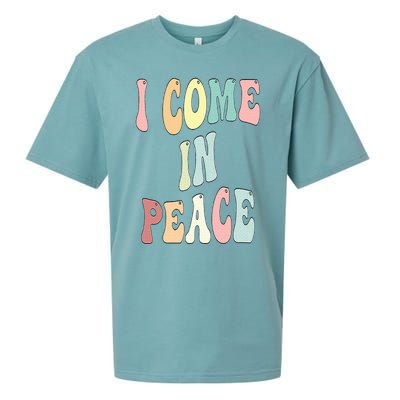 I Come In Peace Im Peace Groovy Retro Sueded Cloud Jersey T-Shirt