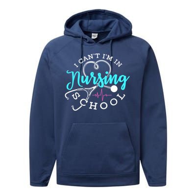 I Cant Im In Nursing School Funny Nurse Graduation Meaningful Gift Performance Fleece Hoodie