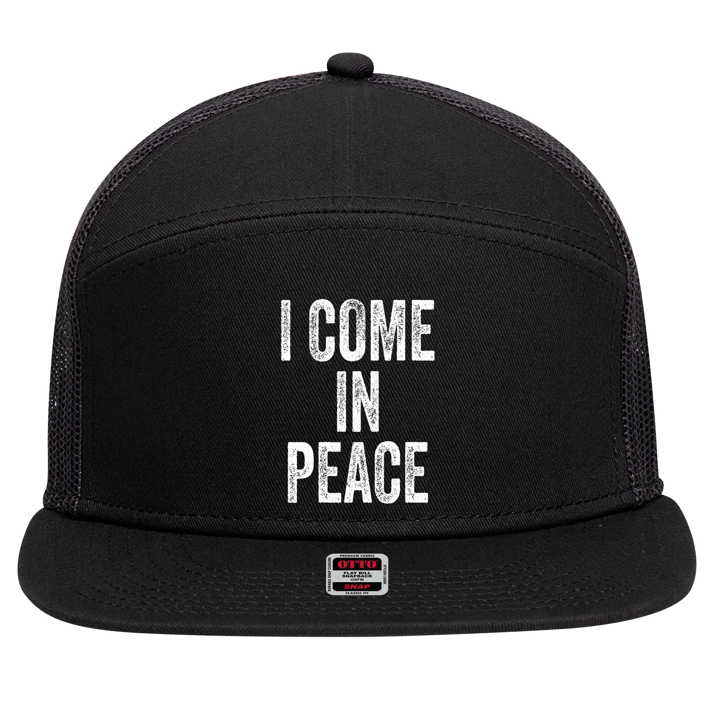 I COME IN PEACE  I'M PEACE Funny Couple's Matching 7 Panel Mesh Trucker Snapback Hat
