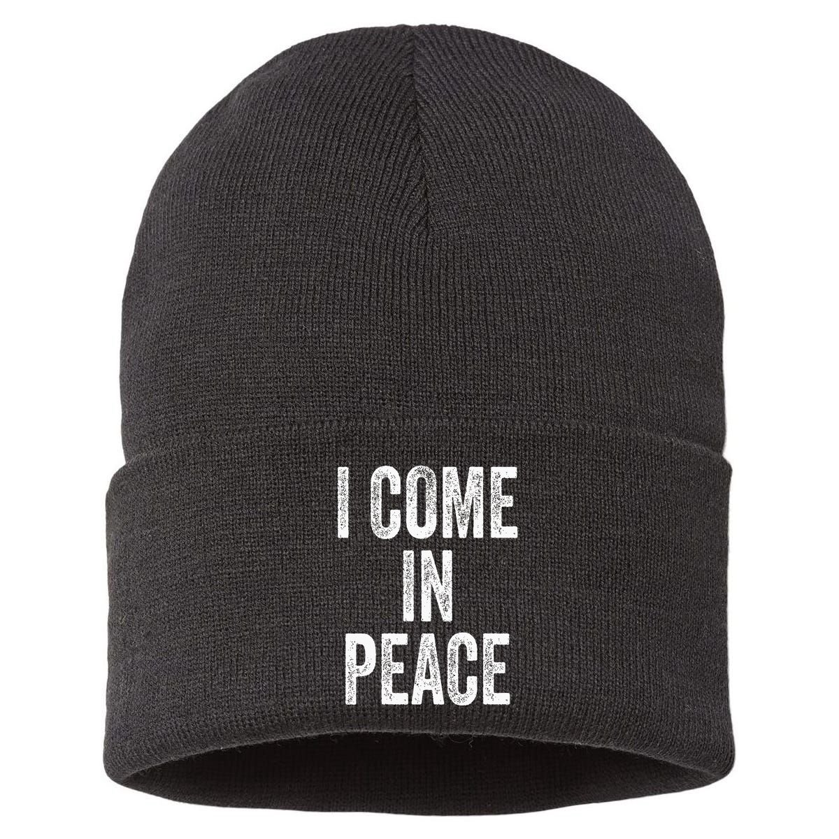 I COME IN PEACE  I'M PEACE Funny Couple's Matching Sustainable Knit Beanie