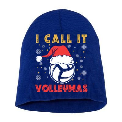 I Call It Volleymas Sport Lover Merry Xmas Christmas Day Gift Short Acrylic Beanie