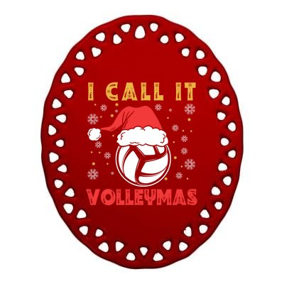 I Call It Volleymas Sport Lover Merry Xmas Christmas Day Gift Ceramic Oval Ornament