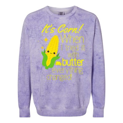 Its Corn It Has The Juice Corn Costume Funny Colorblast Crewneck Sweatshirt