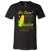 Its Corn It Has The Juice Corn Costume Funny V-Neck T-Shirt