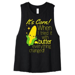 Its Corn It Has The Juice Corn Costume Funny Women's Racerback Cropped Tank