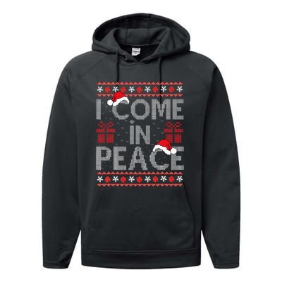 I Come In Peace IM Peace Matching Ugly Christmas Sweater Performance Fleece Hoodie