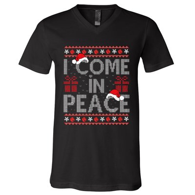 I Come In Peace IM Peace Matching Ugly Christmas Sweater V-Neck T-Shirt