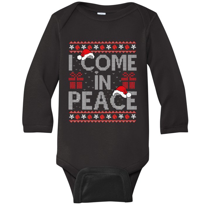 I Come In Peace IM Peace Matching Ugly Christmas Sweater Baby Long Sleeve Bodysuit