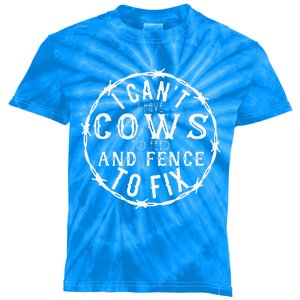 I CanT I Have Cows To Feed And Fence To Fix Farmer Farming Kids Tie-Dye T-Shirt