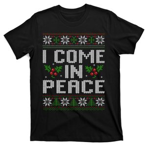 I Come In Peace Couple Matching Ugly Christmas Sweater T-Shirt