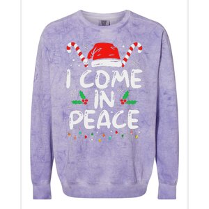 I Come In Peace Matching Peace Couples Santa Hat Christmas Colorblast Crewneck Sweatshirt