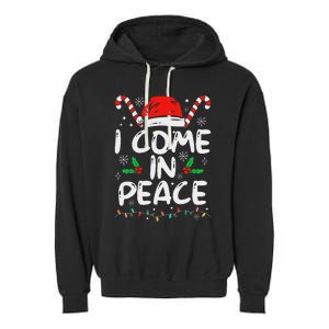 I Come In Peace Matching Peace Couples Santa Hat Christmas Garment-Dyed Fleece Hoodie