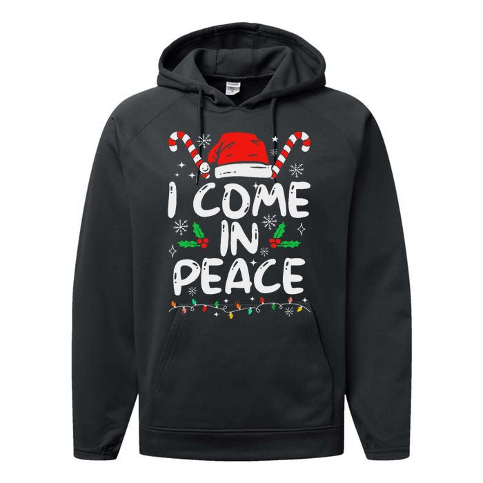 I Come In Peace Matching Peace Couples Santa Hat Christmas Performance Fleece Hoodie