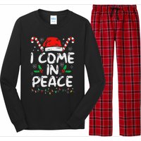 I Come In Peace Matching Peace Couples Santa Hat Christmas Long Sleeve Pajama Set