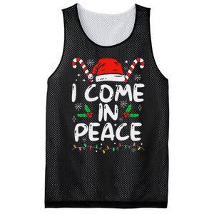 I Come In Peace Matching Peace Couples Santa Hat Christmas Mesh Reversible Basketball Jersey Tank