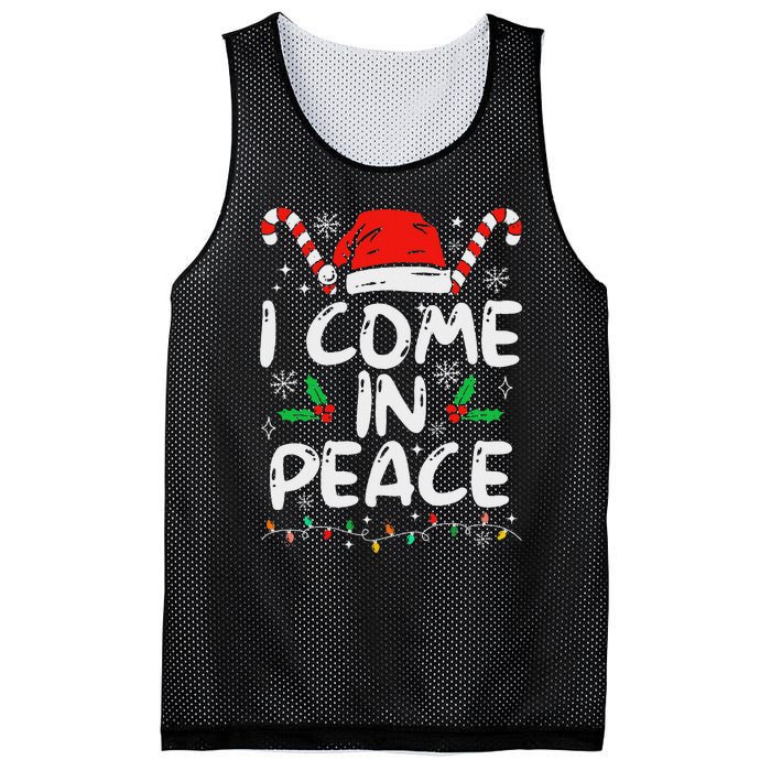 I Come In Peace Matching Peace Couples Santa Hat Christmas Mesh Reversible Basketball Jersey Tank