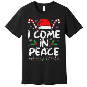 I Come In Peace Matching Peace Couples Santa Hat Christmas Premium T-Shirt