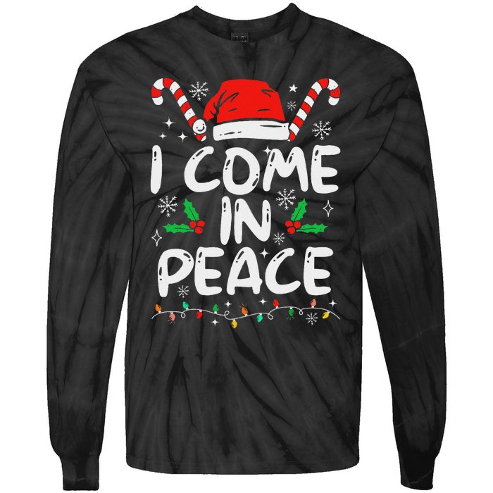 I Come In Peace Matching Peace Couples Santa Hat Christmas Tie-Dye Long Sleeve Shirt