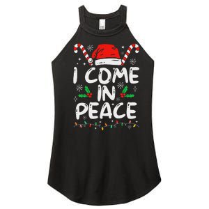 I Come In Peace Matching Peace Couples Santa Hat Christmas Women's Perfect Tri Rocker Tank