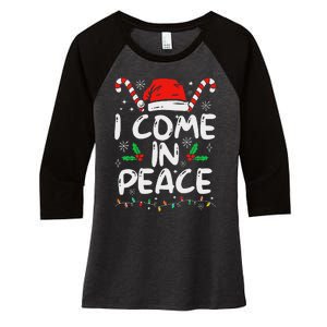 I Come In Peace Matching Peace Couples Santa Hat Christmas Women's Tri-Blend 3/4-Sleeve Raglan Shirt