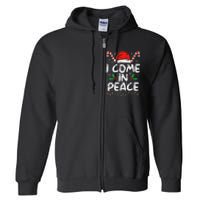 I Come In Peace Matching Peace Couples Santa Hat Christmas Full Zip Hoodie