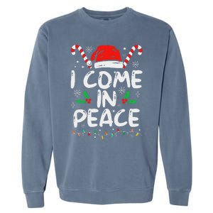 I Come In Peace Matching Peace Couples Santa Hat Christmas Garment-Dyed Sweatshirt