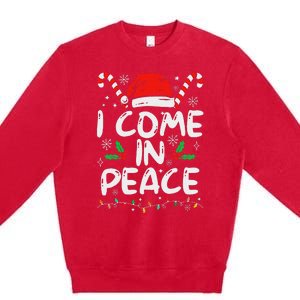 I Come In Peace Matching Peace Couples Santa Hat Christmas Premium Crewneck Sweatshirt