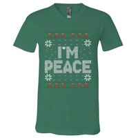 I Come In Peace IM Peace Matching Ugly Christmas Sweater V-Neck T-Shirt