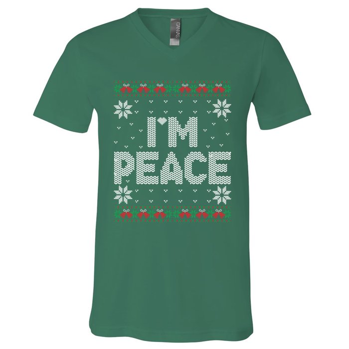 I Come In Peace IM Peace Matching Ugly Christmas Sweater V-Neck T-Shirt