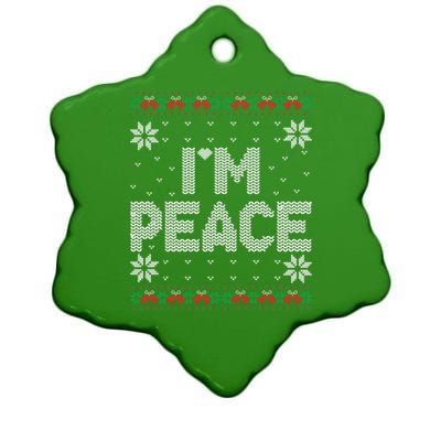 I Come In Peace IM Peace Matching Ugly Christmas Sweater Ceramic Star Ornament