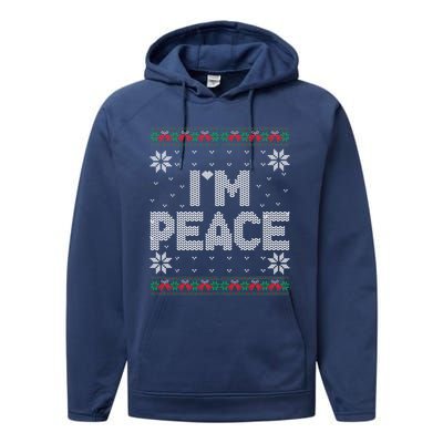 I Come In Peace IM Peace Matching Ugly Christmas Sweater Performance Fleece Hoodie