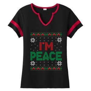 I Come In Peace IM Peace Matching Ugly Christmas Sweater Ladies Halftime Notch Neck Tee