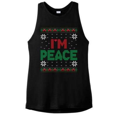 I Come In Peace IM Peace Matching Ugly Christmas Sweater Ladies PosiCharge Tri-Blend Wicking Tank