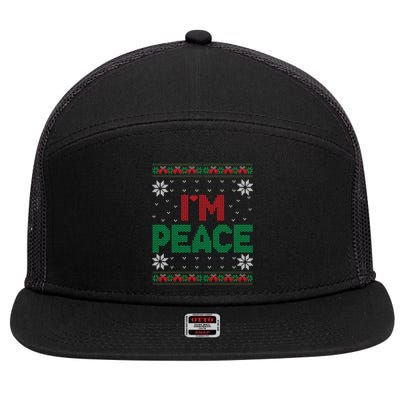 I Come In Peace IM Peace Matching Ugly Christmas Sweater 7 Panel Mesh Trucker Snapback Hat