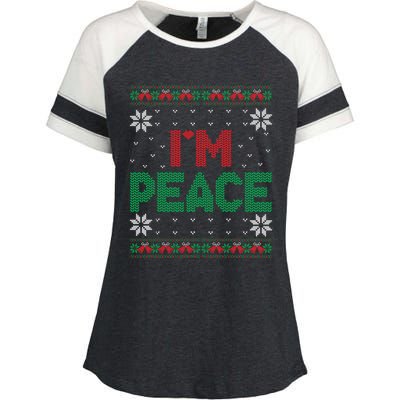 I Come In Peace IM Peace Matching Ugly Christmas Sweater Enza Ladies Jersey Colorblock Tee