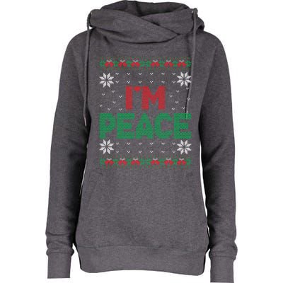 I Come In Peace IM Peace Matching Ugly Christmas Sweater Womens Funnel Neck Pullover Hood