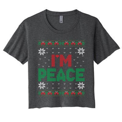 I Come In Peace IM Peace Matching Ugly Christmas Sweater Women's Crop Top Tee