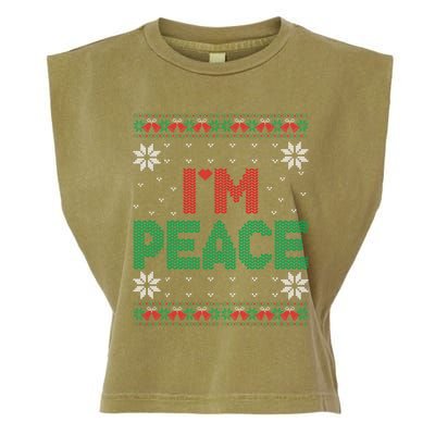 I Come In Peace IM Peace Matching Ugly Christmas Sweater Garment-Dyed Women's Muscle Tee