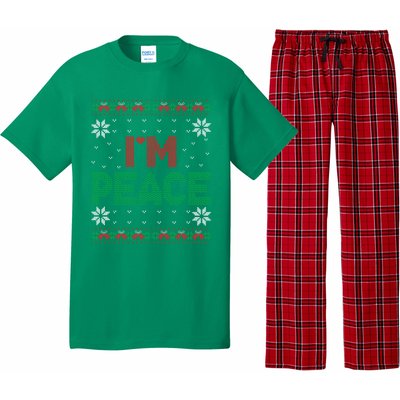 I Come In Peace IM Peace Matching Ugly Christmas Sweater Pajama Set