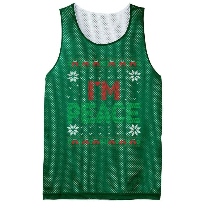 I Come In Peace IM Peace Matching Ugly Christmas Sweater Mesh Reversible Basketball Jersey Tank