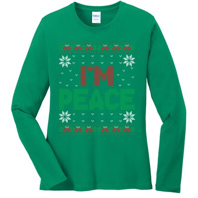 I Come In Peace IM Peace Matching Ugly Christmas Sweater Ladies Long Sleeve Shirt