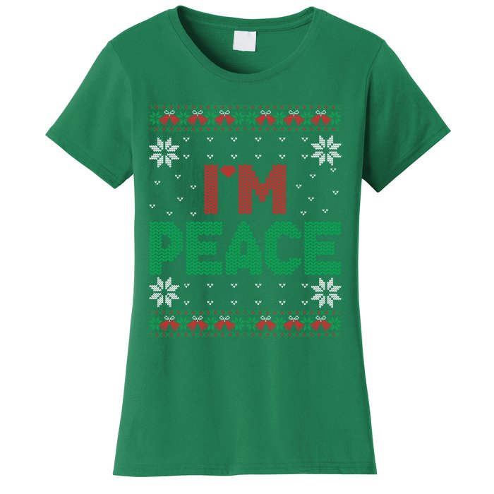 I Come In Peace IM Peace Matching Ugly Christmas Sweater Women's T-Shirt