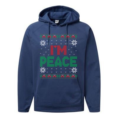 I Come In Peace IM Peace Matching Ugly Christmas Sweater Performance Fleece Hoodie