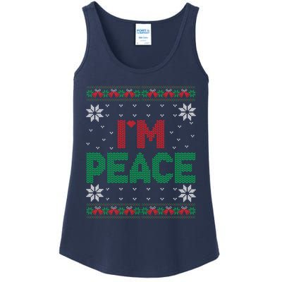 I Come In Peace IM Peace Matching Ugly Christmas Sweater Ladies Essential Tank