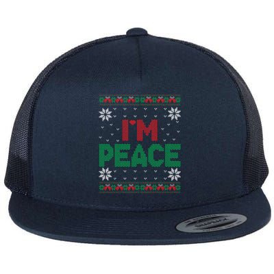 I Come In Peace IM Peace Matching Ugly Christmas Sweater Flat Bill Trucker Hat