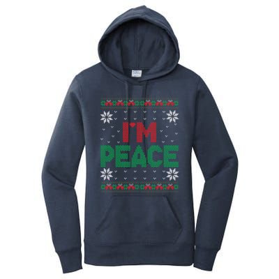 I Come In Peace IM Peace Matching Ugly Christmas Sweater Women's Pullover Hoodie