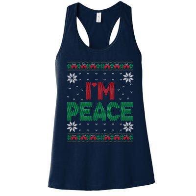 I Come In Peace IM Peace Matching Ugly Christmas Sweater Women's Racerback Tank