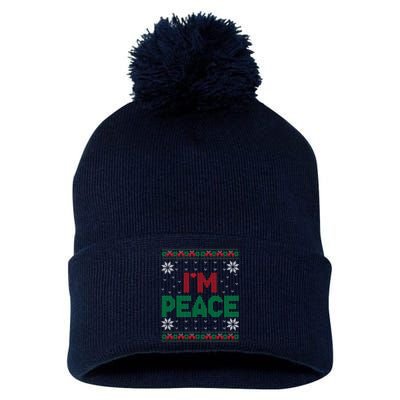 I Come In Peace IM Peace Matching Ugly Christmas Sweater Pom Pom 12in Knit Beanie