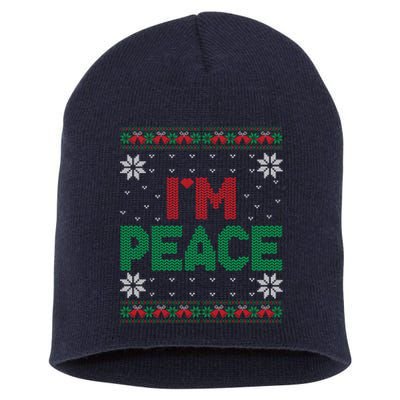 I Come In Peace IM Peace Matching Ugly Christmas Sweater Short Acrylic Beanie